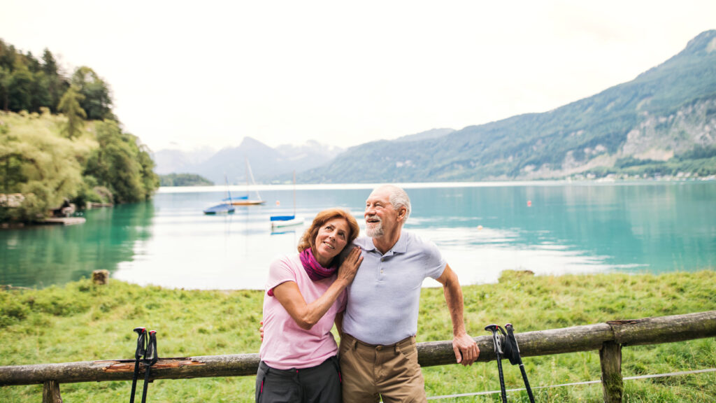 a happy couple in a scenic spot